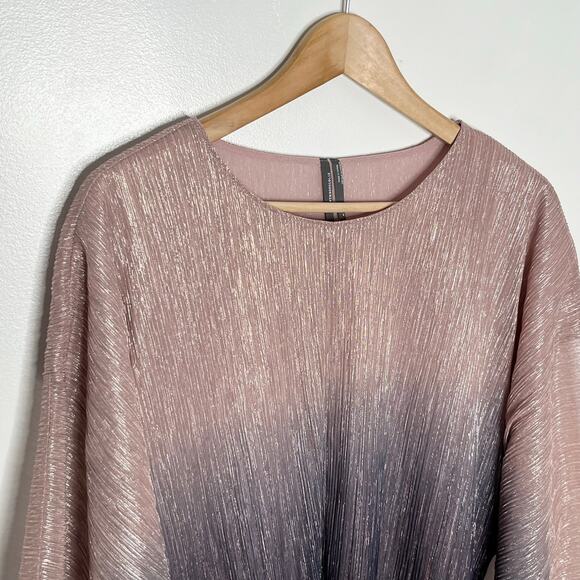Anthropologie Serena Ombre Top Womens Medium Pink Shimmer Metallic Sparkle - Picture 6 of 11